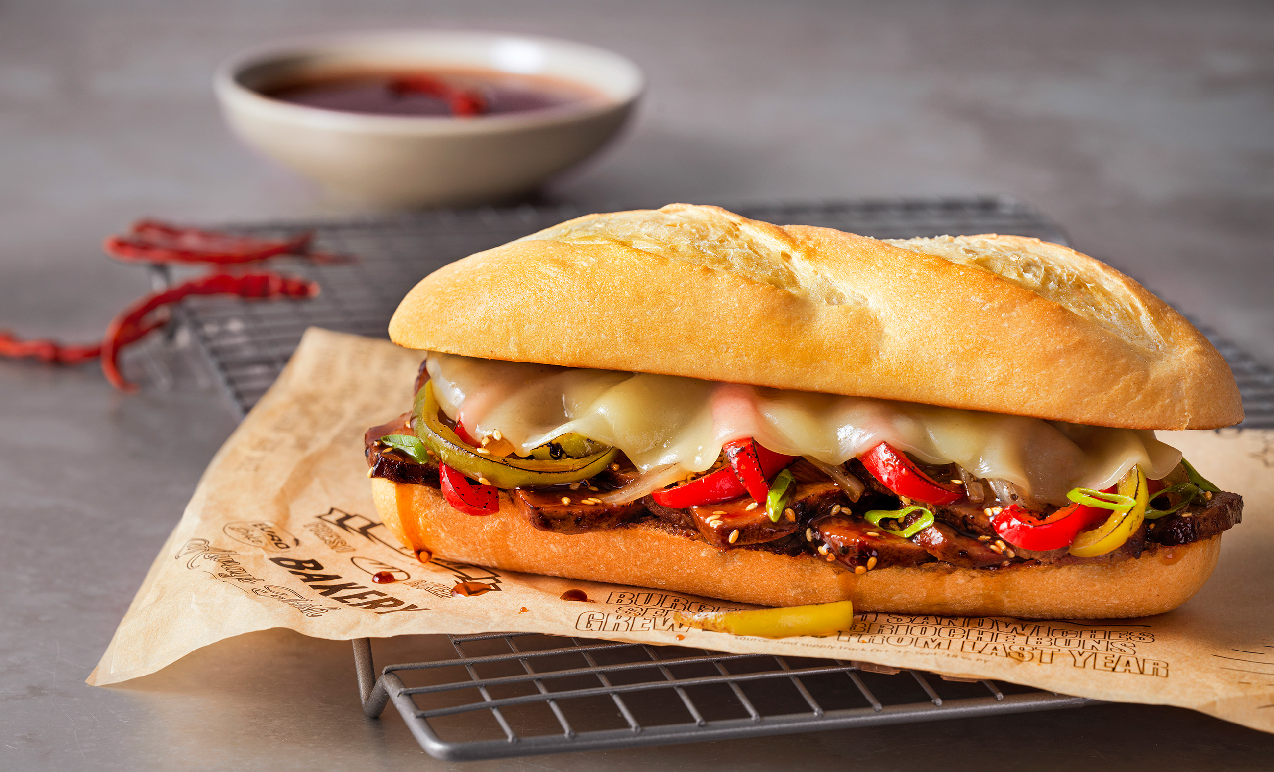 68775 Bulgogi Cheesesteak on Soft Potato Hoagie Roll